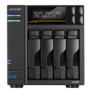 NAS ASUSTOR AS6804T X 4SLOT 3.5"/2.5"-NO HD- QC 2,3GHZ-16GB DDR5 ECC -2P 5G-2P 10G-5P USB-4X M.2 NVME/SATA-GAR.5Y