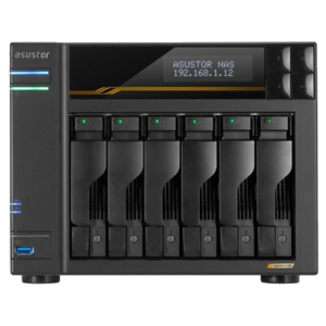 NAS ASUSTOR AS6806T X 6SLOT 3.5"/2.5"-NO HD- QC 2,3GHZ-16GB DDR5 ECC -2P 5G-2P 10G-5P USB-4X M.2 NVME/SATA-GAR.5Y