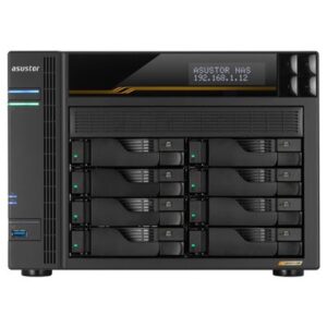 NAS ASUSTOR AS6808T X 8SLOT 3.5"/2.5"-NO HD- QC 2,3GHZ-16GB DDR5 ECC -2P 5G-2P 10G-5P USB-4X M.2 NVME/SATA-GAR.5Y