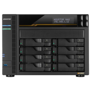 NAS ASUSTOR AS6808T X 8SLOT 3.5"/2.5"-NO HD- QC 2,3GHZ-16GB DDR5 ECC -2P 5G-2P 10G-5P USB-4X M.2 NVME/SATA-GAR.5Y