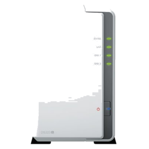 NAS SYNOLOGY DS223J X 2HD 3.5"/2.5" SATA2/3-NO HD-4-CORE -DDR4 1GB-1P GIGA-2P USB3.2-SUPP.12 TEL.GAR 2 ANNI