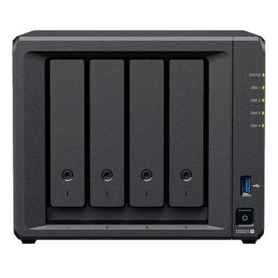 NAS SYNOLOGY DS925+ X 4HD/SSD 3.5"/2.5"SATA-NO HD-AMD RYZEN V1500B--DDR4 4GB-2P GIGA-2P USB-1P ESATA-