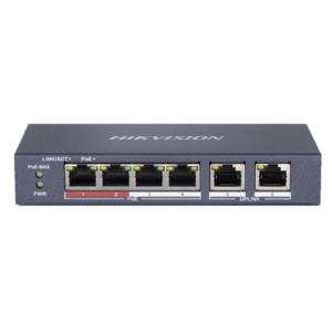 SWITCH 4P LAN 10/100M RJ45 POE + 2P 10/100M HIKVISION DS-3E0106P-E/M802.3AF/AT, POE POWER BUDGET 35W - METALLICO FINO:31/03