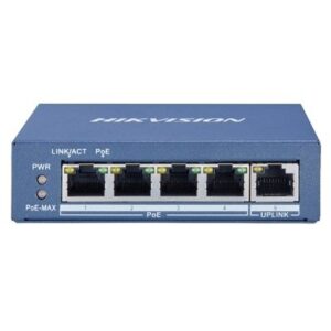 SWITCH 4P LAN GIGABIT HIKVISION DS-3E0505P-E 4P POE + 1P UPLINK - DESKTOP - METALLICO- QOS - 60W FINO:31/03
