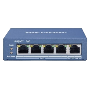 SWITCH 4P LAN GIGABIT HIKVISION DS-3E0505P-E 4P POE + 1P UPLINK - DESKTOP - METALLICO- QOS - 60W FINO:31/03