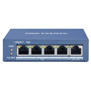 SWITCH 4P LAN GIGABIT HIKVISION DS-3E0505P-E/M 4P POE + 1P UPLINK - DESKTOP - METALLICO- QOS - 35W FINO:31/03