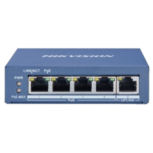 SWITCH 4P LAN GIGABIT HIKVISION DS-3E0505P-E/M 4P POE + 1P UPLINK - DESKTOP - METALLICO- QOS - 35W FINO:31/03