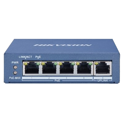 SWITCH 4P LAN GIGABIT HIKVISION DS-3E0505P-E/M 4P POE + 1P UPLINK - DESKTOP - METALLICO- QOS - 35W FINO:31/03