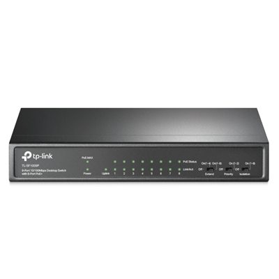 SWITCH 9P LAN 10/100MTP-LINK TL-SF1009P DESKTOP CON 8P POE+ 1P 10/100 NON POE-GARANZIA 3 ANNI-