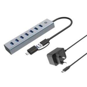 HUB USB3.0 A 7P CONCEPTRONIC HUBBIES21GP CON POWER ADAPTE5 GBPS 7P USB-A FINO:31/03
