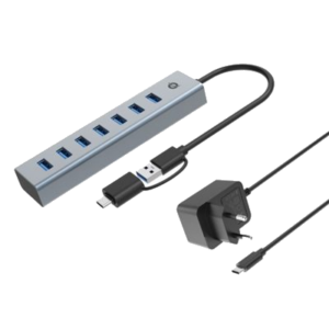 HUB USB3.0 A 7P CONCEPTRONIC HUBBIES21GP CON POWER ADAPTE5 GBPS 7P USB-A FINO:31/03