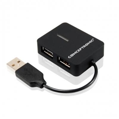 HUB MINI USB2.0 4P CONCEPTRONICS C4PUSB2 NERO - VEL. MASSIMA 480MBPS FINO:31/03