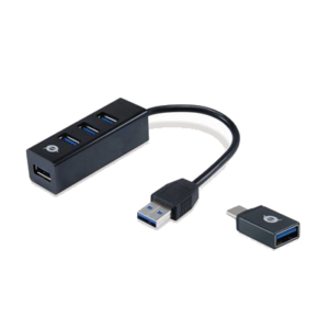 HUB USB3.0 4P CONCEPTRONIC HUBBIES04B CON ADATTATORE DA USB-C A USB-A FINO:31/03