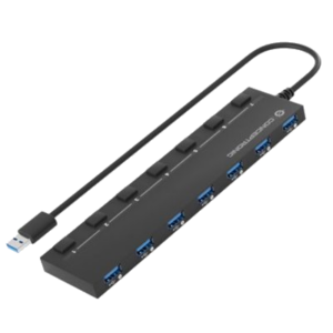HUB USB3.0 7P CONCEPTRONIC HUBBIES19BP CON ALIMENTATORE-CAVO 90 CM- INTERR.DI ALIMENTAZIONE INDIVID. USB 3.2 GEN 1 FINO:31/03