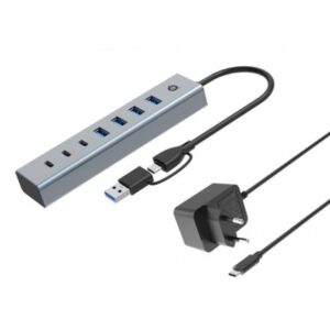 HUB USB3.0 A 7P CONCEPTRONIC HUBBIES20GP CON POWER ADAPTER- 5GBPS USB-C X 3PUSB-A X 4P FINO:31/03
