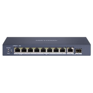 SWITCH 8P LAN GIGABIT HIKVISION DS-3E0510HP-E 8P POE + 1P RJ45 + 1 SFP UPLINK - DESKTOP - 802.3AF/AT/BT, PORT 1-2 SUP FINO:31/03