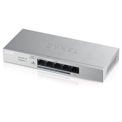 SWITCH 5P LAN GIGABIT ZYXELGS1200-5HP-EU0101F/GS1200-5HPV2-EU0101FUNMANAGED PLUS (4P POE, EROG. FINO 60W) FINO:31/12