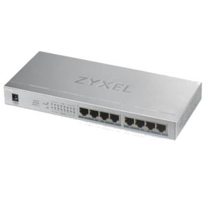 SWITCH 8P LAN GIGABIT ZYXELGS1008HP-EU0101F UNMANAGED (8P POE, EROG. FINO 60W) METALLO, DESKTOP