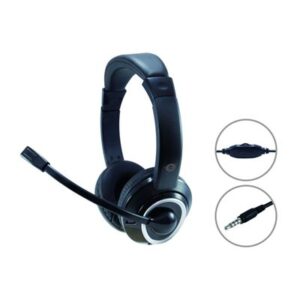 CUFFIE+MICROFONO CONCEPTRONIC POLONA02B NERE CON TELECOMANDO CON PULS.VOL.E DISAT.AUDIO - CAVO 2MT CON CONNETTORE DAFINO:31/03