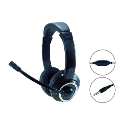 CUFFIE+MICROFONO CONCEPTRONIC POLONA02B NERE CON TELECOMANDO CON PULS.VOL.E DISAT.AUDIO - CAVO 2MT CON CONNETTORE DAFINO:31/03