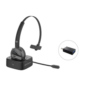 CUFFIE+MICROFONO WIRELESS CONCEPTRONIC POLONA03BD NERE CON DOCK DI RICARICA - CANCELLAZIONE DEL RUMORE-ADATT.USB C-A INCL.