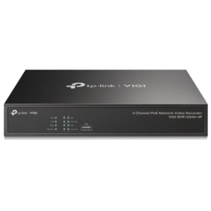 NVR IP TP-LINK VIGI VIGI NVR1004H-4P 4CANALI POE- -RISOL. FINO 8MP -4P POE+ 10/100MBPS-1 INTERF.SATA-2P USB2.0+1P VGA +1 HDMI 4K