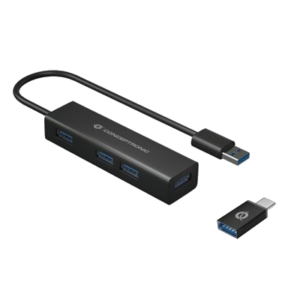 HUB USB3.0 A 4P CON ADATTATORE USB-C CONCEPTRONIC HUBBIES06B -VELOC.TRASF.5GB/S FINO:31/03