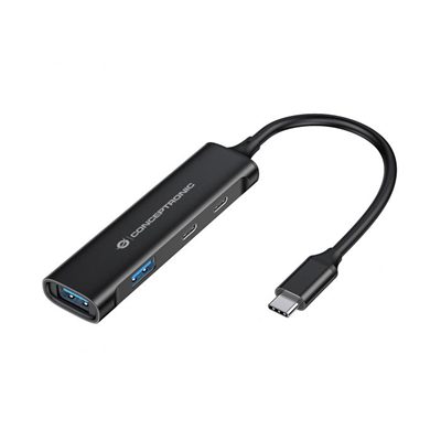 HUB USB3.0 4P CONCEPTRONIC HUBBIES12B 2P USB-C E 2P USB-A - NERO FINO:31/03