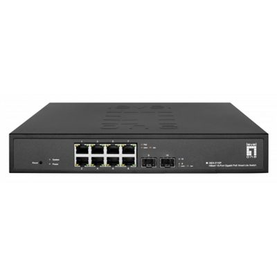 SWITCH 10P GIGABIT POE LEVELONE GES-2110P HILBERT SMART LITE- 8P POE + 2P GIGABIT SFP - 802.3AT/AF 130W FINO:31/03