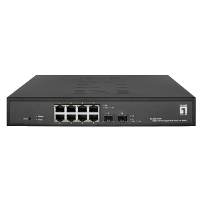SWITCH 10P GIGABIT POE LEVELONE GES-2110P HILBERT SMART LITE- 8P POE + 2P GIGABIT SFP - 802.3AT/AF 130W FINO:31/03