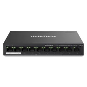 SWITCH 10P LAN 10/100M MERCUSYS MS110P DI CUI 8P POE+ - CUST.ACCIAIO - ALIM.POE 65W