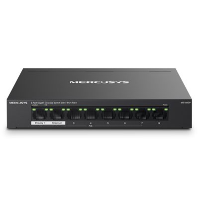 SWITCH 8P GIGABIT LAN MERCUSYS MS108GP DI CUI 7P POE+ - CUST.ACCIAIO - ALIM.POE 65W