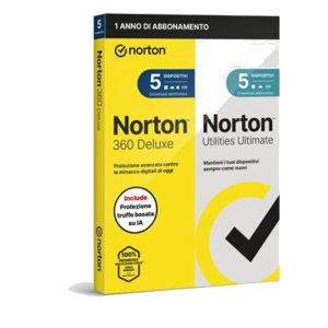 NORTON BOX 360 DELUXE 2026 + ULTIMATE UTILITIES -- 5 DISPOSITIVI (21483673) FINO:27/03