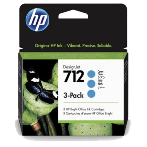 CARTUCCIA HP 712 3ED77A CIANO DESIGNJET 3-PACK 29ML ADATTA A DESIGNJET STUDIO, T210, T230, T250, T630, T650