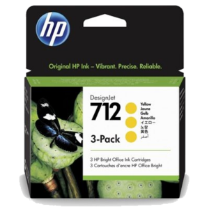 CARTUCCIA HP 712 3ED79A GIALLO DESIGNJET 3-PACK 29ML ADATTA A DESIGNJET STUDIO, T210, T230, T250, T630, T650