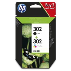 CARTUCCIA HP 302 MULTIPACK X4D37AE NERO+COLORE 190+165PG HVS