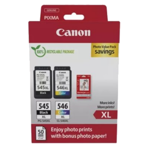 MULTIPACK CANON PG-545XL + CL-546XL + 50FG GP501 8286B011 X PIXMA MG2555S/TS3450/TS3451/TR4650/TR4651