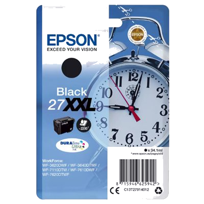 CARTUCCIA EPSON 27XXL "SVEGLIA" C13T27914012 NERO X WF-7110DTW/7610DWF/7620DTWF/3620DWF/3640DTWF