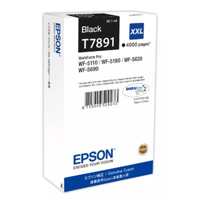 CARTUCCIA EPSON T7891 XXL C13T789140 NERO 4.000PG X WORKFORCE PRO WF-5110DW, WF-5190DW WF-5620DWF, WF-5690DWF