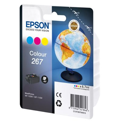 CARTUCCIA EPSON 267 "MAPPAMONDO" C13T26704010 3COLORI PER WORKFORCE WF-100W