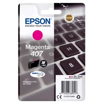 CARTUCCIA EPSON 407 "TASTIERA" C13T07U340 MAGENTA X WF-4745DTWF 1.900PAG.