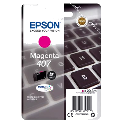 CARTUCCIA EPSON 407 "TASTIERA" C13T07U340 MAGENTA X WF-4745DTWF 1.900PAG.