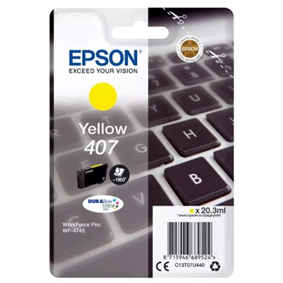 CARTUCCIA EPSON 407 "TASTIERA" C13T07U440 GIALLO X WF-4745DTWF 1.900PAG.