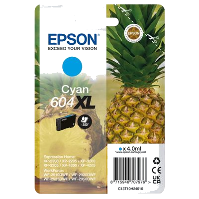 CARTUCCIA EPSON 604XL "ANANAS" C13T10H24010 CIANO X XP-2200/XP-3200/XP-4200 - WF-2910DWF/WF-2930DWF/WF-2950DWF