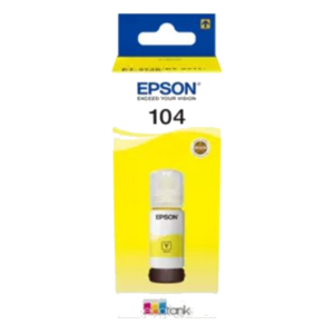 FLACONE EPSON 104 C13T00P440 GIALLO 65ML 4.500PG PER ECOTANK ET-14100 ET-2810/11/12/14/15/20/21/25/26 ET-4800