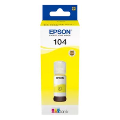 FLACONE EPSON 104 C13T00P440 GIALLO 65ML 4.500PG PER ECOTANK ET-14100 ET-2810/11/12/14/15/20/21/25/26 ET-4800