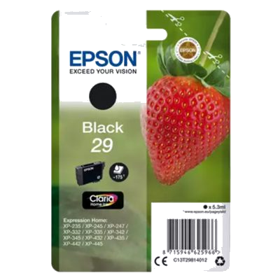 CARTUCCIA EPSON 29 "FRAGOLA" C13T29814012 NERO 5,3 ML X XP-245/247/255/257/332/342/345/352/355 XP-435/442/445/452/455
