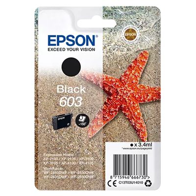 CARTUCCIA EPSON 603 "STELLA MARINA" C13T03U14020 NERO RF+AM X XP-2150/2155/315083155/4150/4155 WF-2820/2840/2845/2870