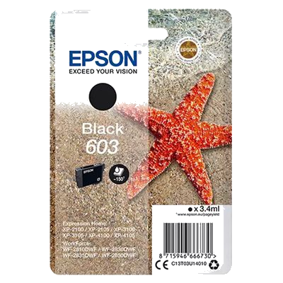 CARTUCCIA EPSON 603 "STELLA MARINA" C13T03U14020 NERO RF+AM X XP-2150/2155/315083155/4150/4155 WF-2820/2840/2845/2870
