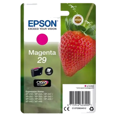 CARTUCCIA EPSON 29"FRAGOLA" C13T29834012MAGENTA3,2 MLX XP-245/247/255/257/332/342/345/352/355 XP-435/442/445/452/455